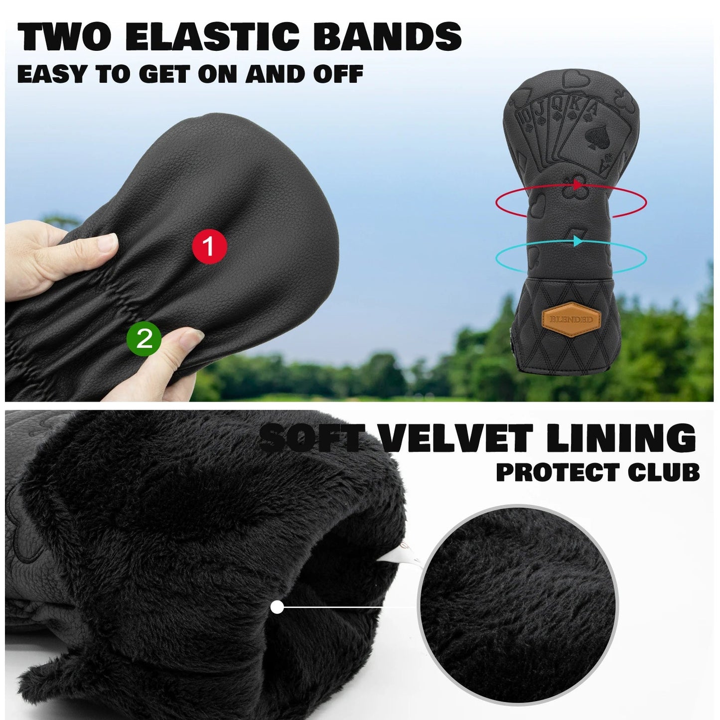 Black Lucky Poker Wood Head Covers - Crafty Golf