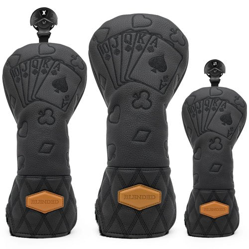 Black Lucky Poker Wood Head Covers - Crafty Golf