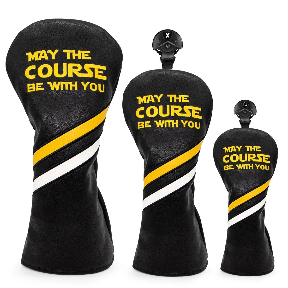 Black "May the Course Be With You" Head Covers - Crafty Golf