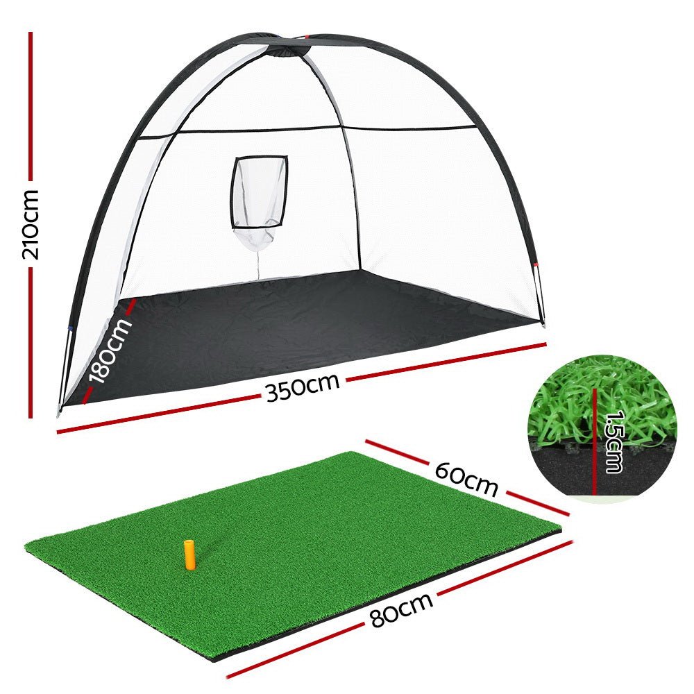Everfit 3.5m Golf Practice Net with Driving Mat Training Aid Target Hitting - Crafty Golf