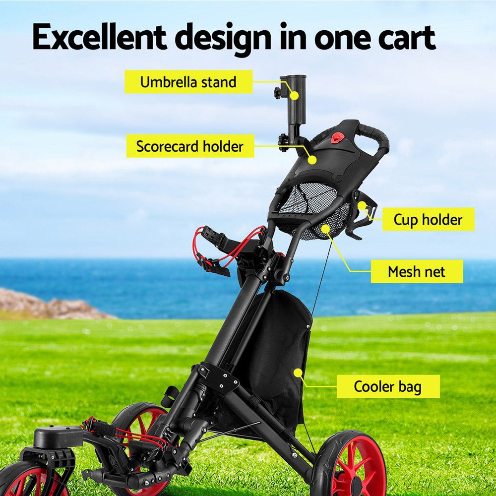 Everfit Foldable Push and Pull Golf Buggy - Crafty Golf