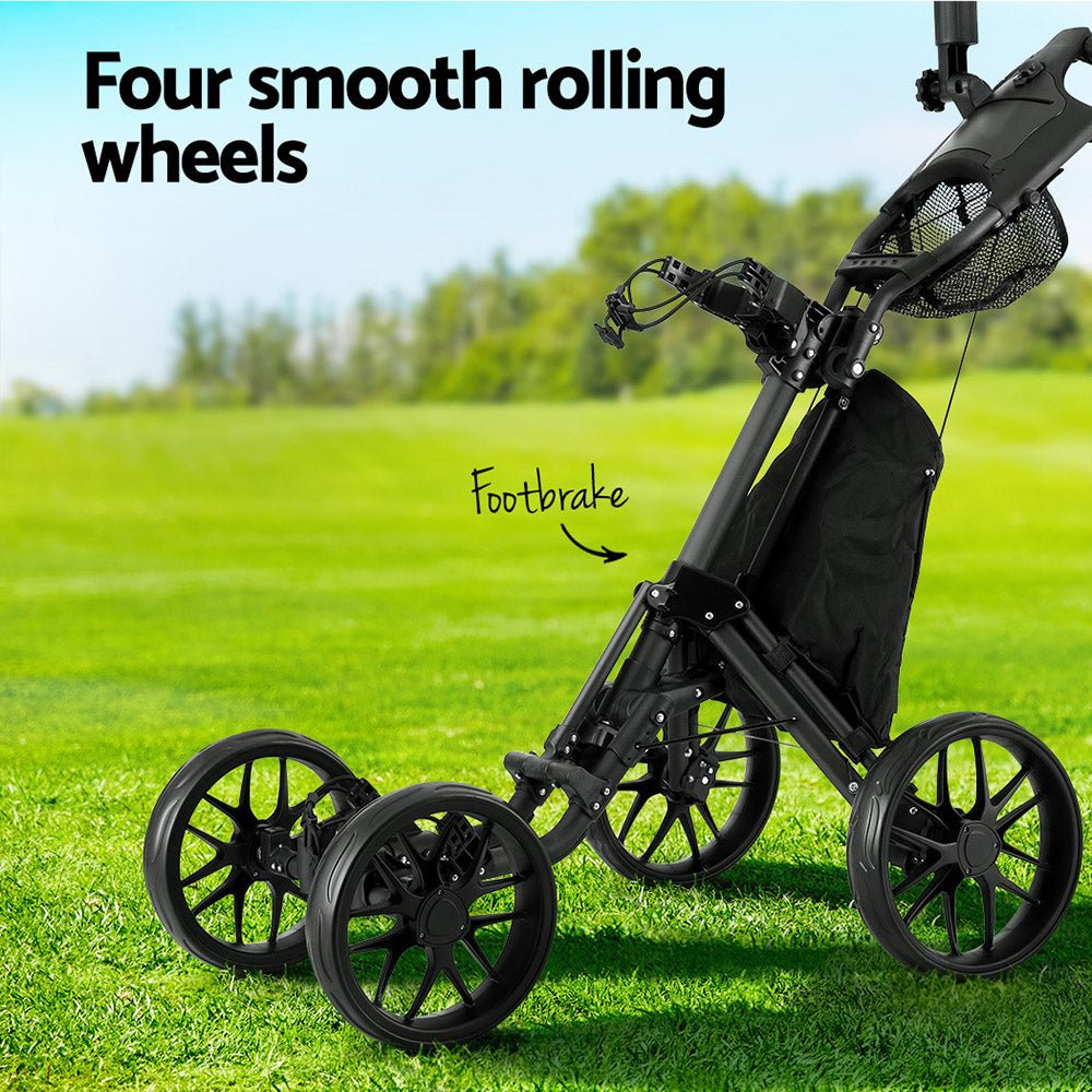 Everfit Golf Buggy Foldable Trolley Golf Cart Wheels Umbrella Bottle Holder - Crafty Golf