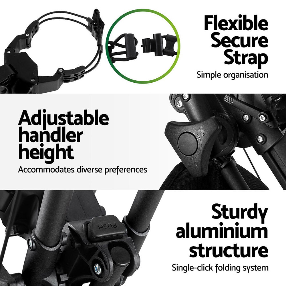 Everfit Golf Buggy Foldable Trolley Golf Cart Wheels Umbrella Bottle Holder - Crafty Golf
