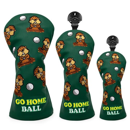 Green PU Leather Groundhog Day Head Covers - Crafty Golf
