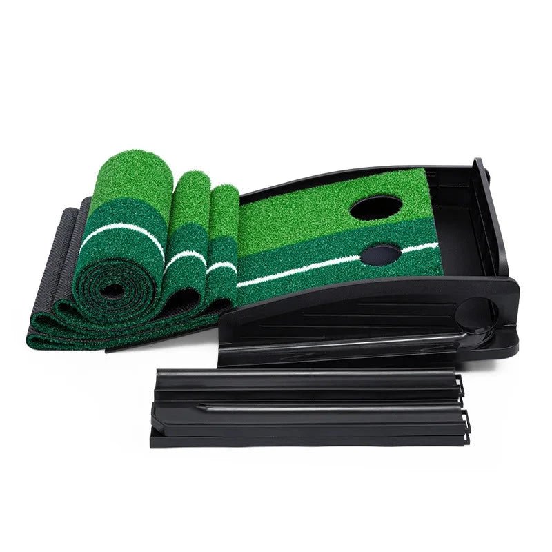 Putting Practice Mat with Ball Return and Precision Aiming - Crafty Golf