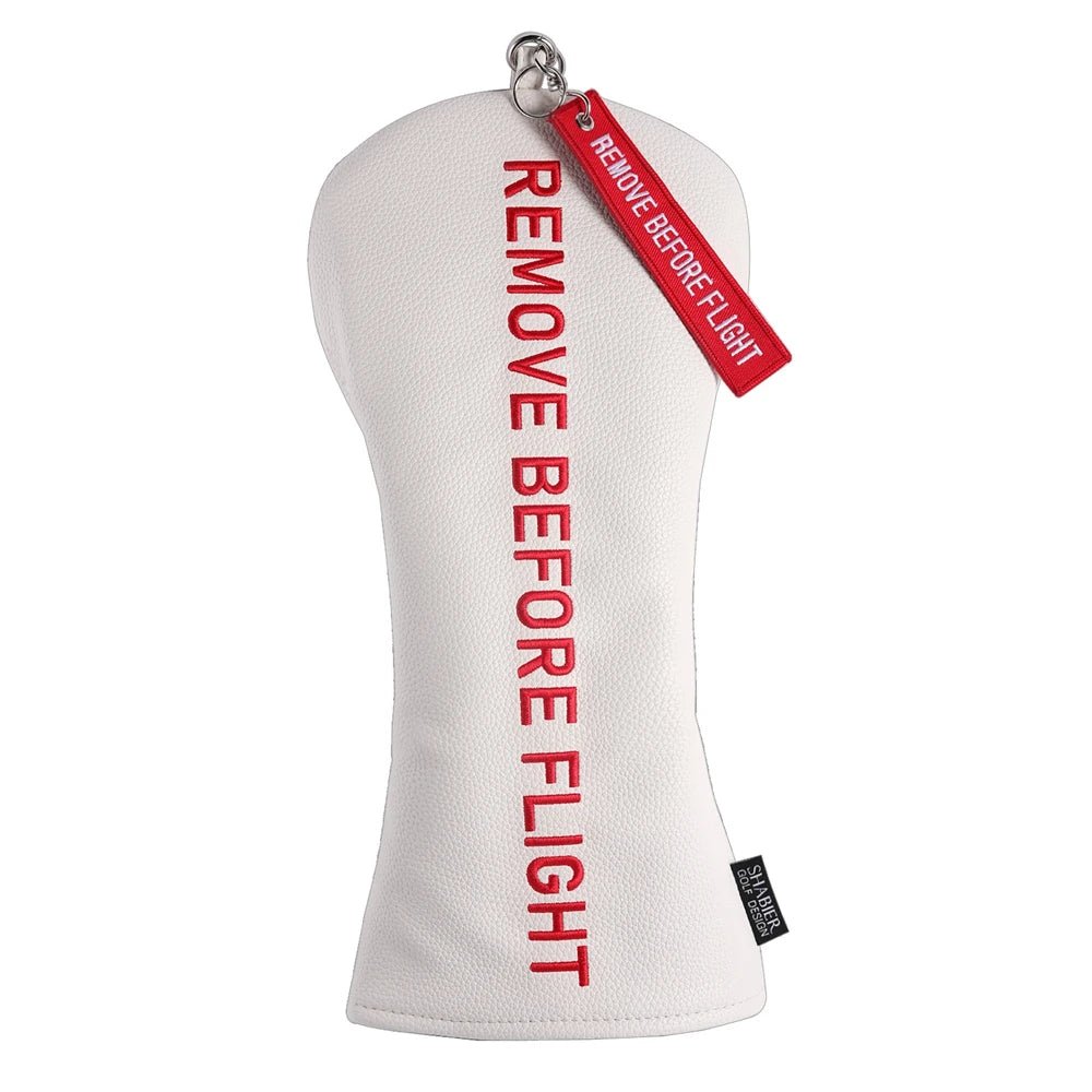 "Remove before Flight" Head Covers - White - Crafty Golf