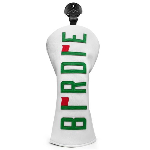 White BIRDIE Wood Head Covers - Crafty Golf