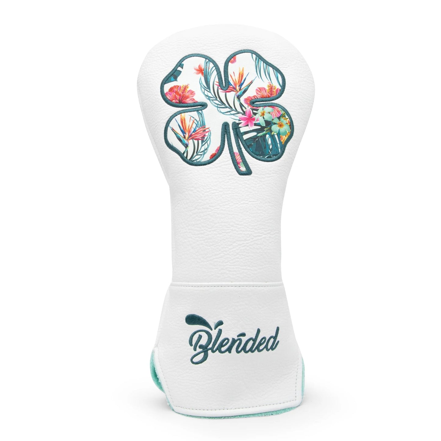 White Lucky Clovers Golf Head Covers - Crafty Golf