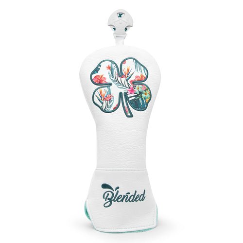 White Lucky Clovers Golf Head Covers - Crafty Golf