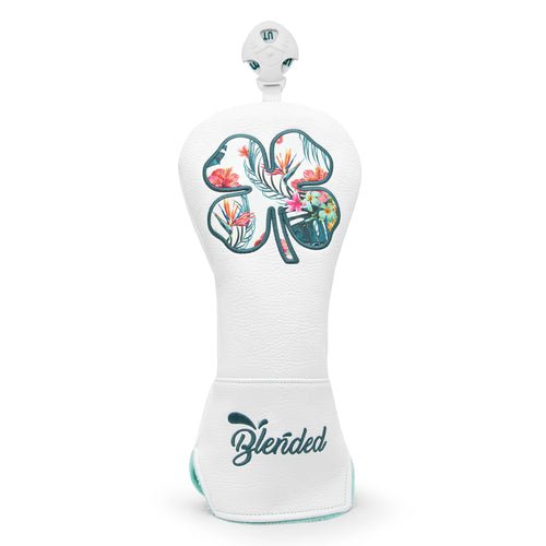 White Lucky Clovers Golf Head Covers - Crafty Golf
