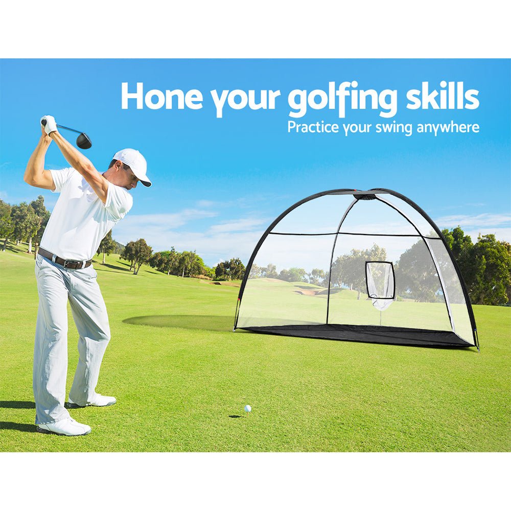 Everfit 3.5m Golf Practice Net Portable Training Aid Driving Target Tent Black - Crafty Golf