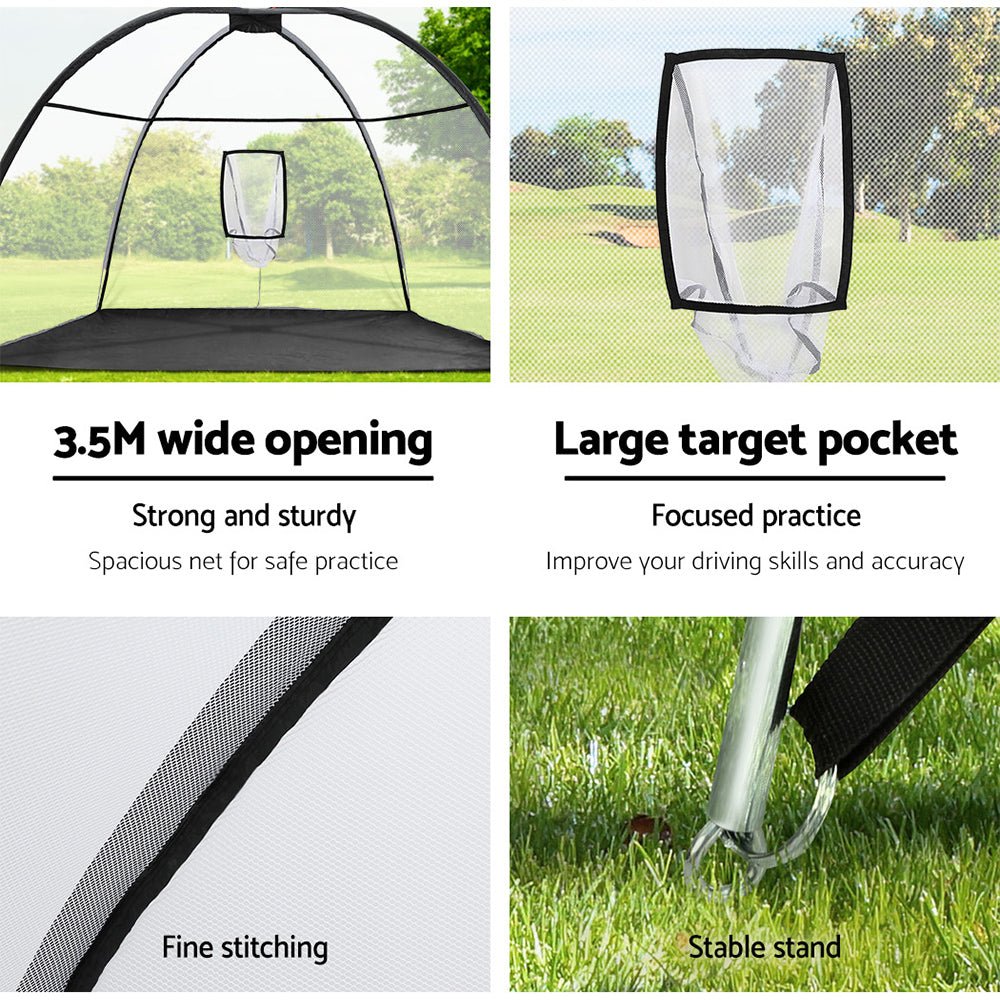 Everfit 3.5m Golf Practice Net Portable Training Aid Driving Target Tent Black - Crafty Golf