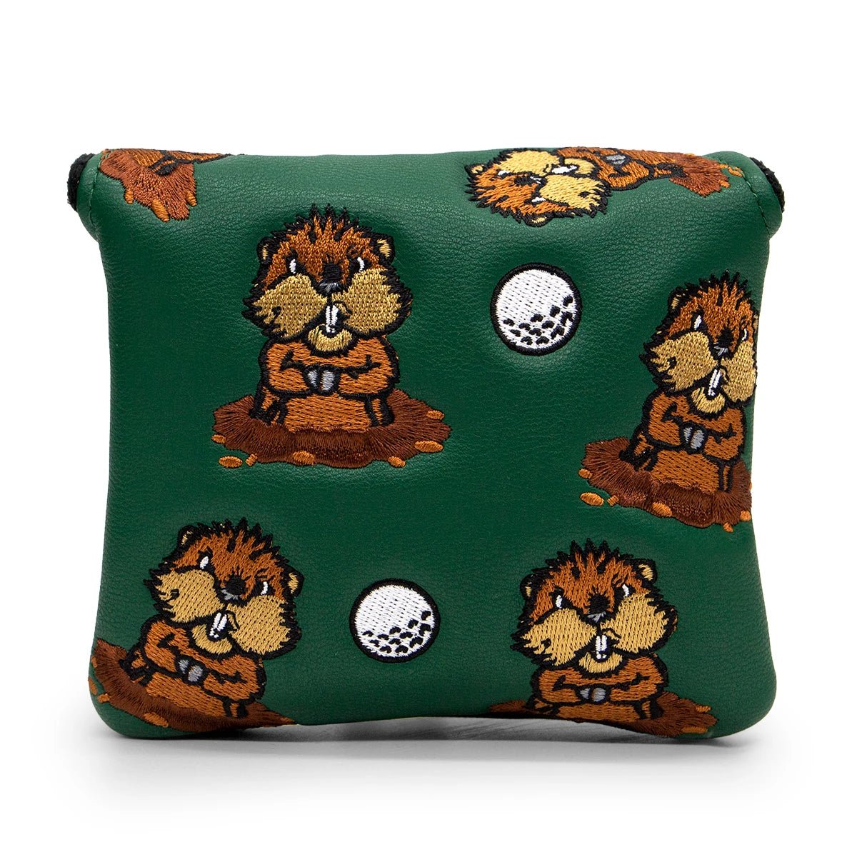 Green PU Leather Groundhog Day Head Covers - Crafty Golf