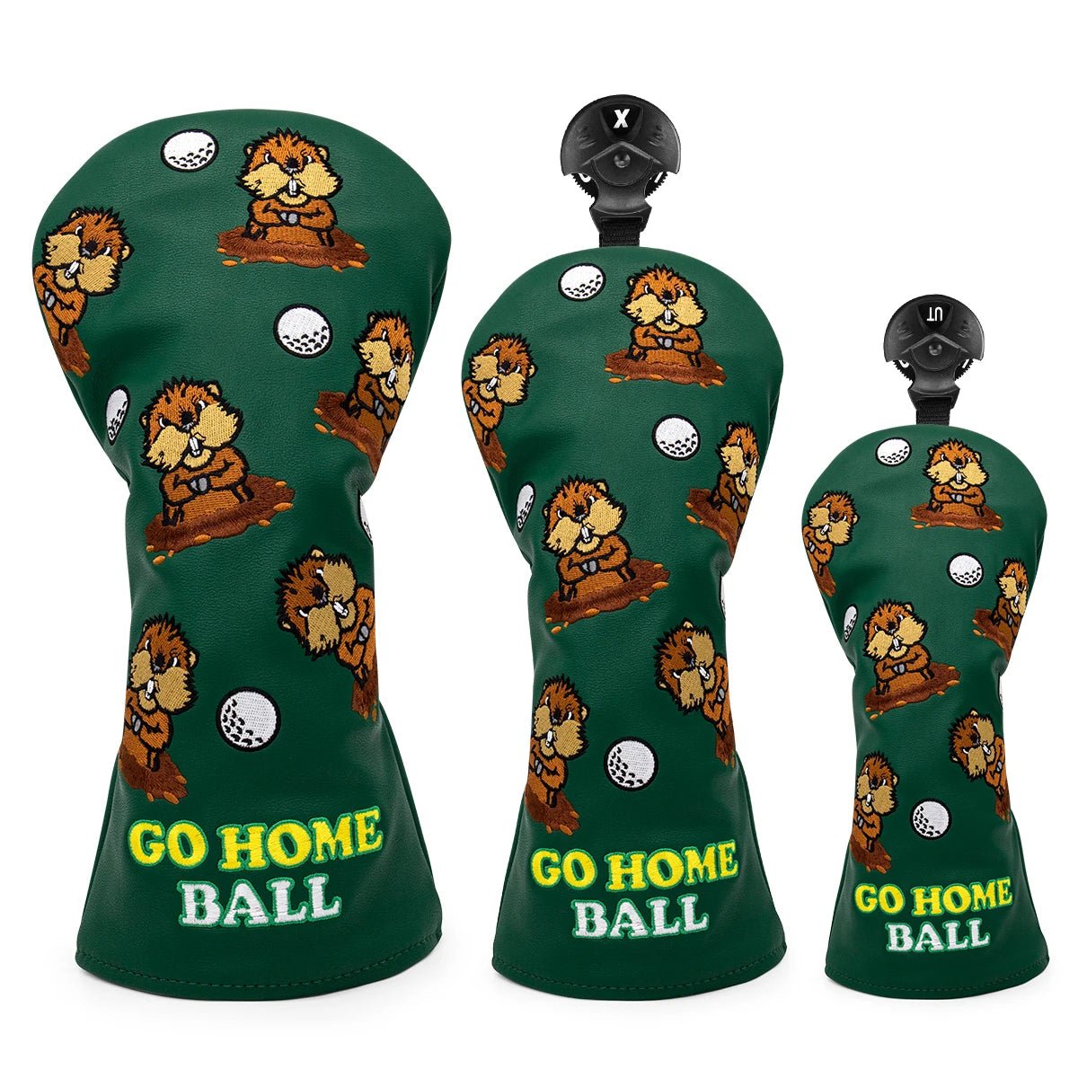 Green PU Leather Groundhog Day Head Covers - Crafty Golf