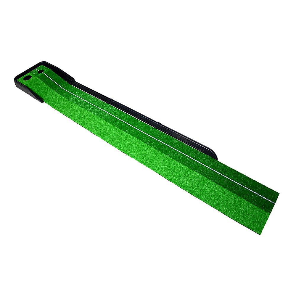 Indoor Practice Putting Green 2.5m Mat Inclined Ball Return Fake Grass 2 Holes - Crafty Golf