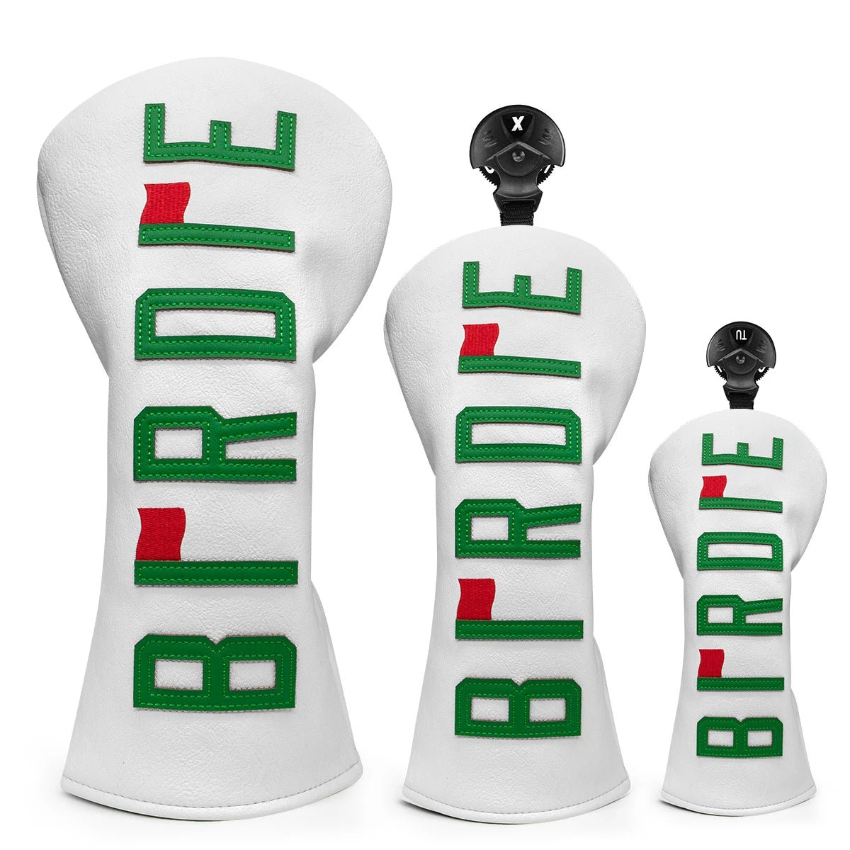 White BIRDIE Wood Head Covers - Crafty Golf