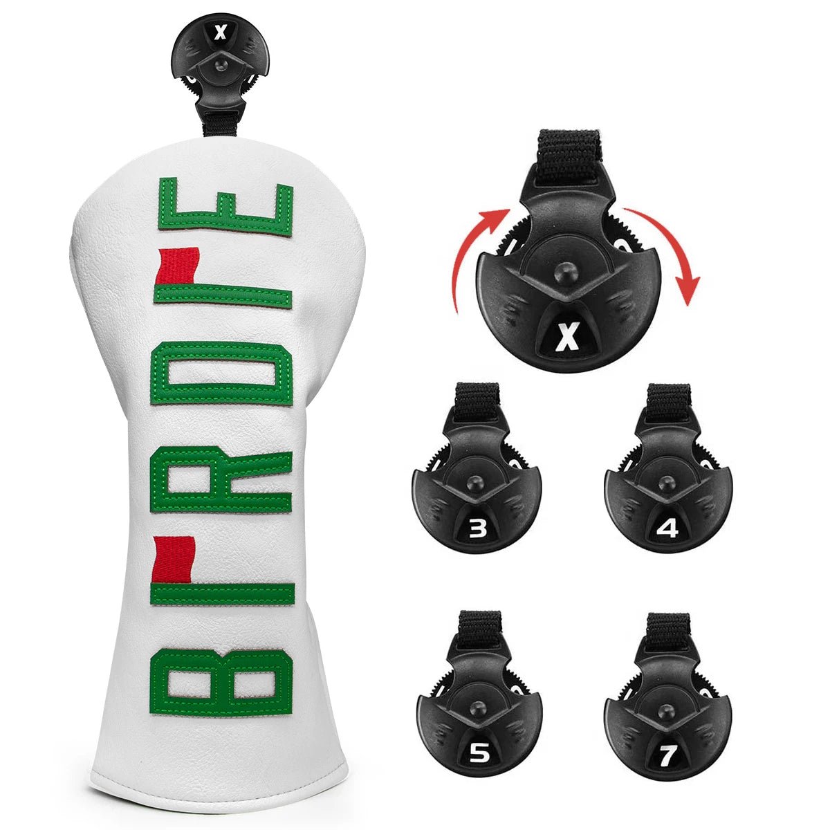 White BIRDIE Wood Head Covers - Crafty Golf